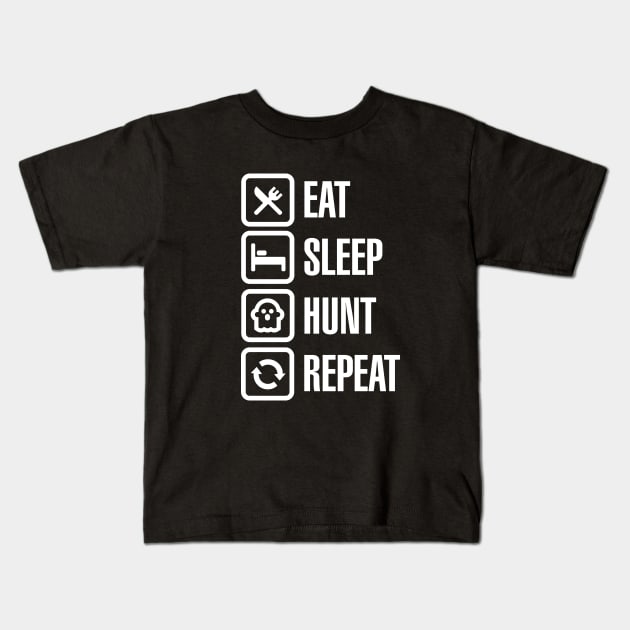 Eat sleep ghost hunt / hunting repeat - ghosthunter (white) Kids T-Shirt by LaundryFactory